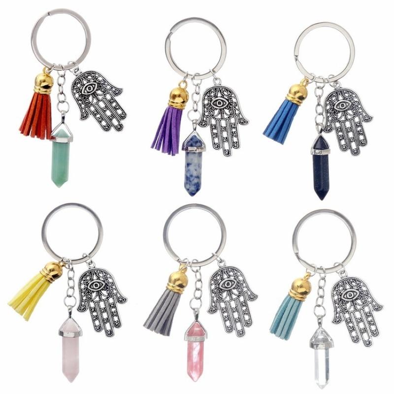 Healing Crystals and Hand of Fatima Keychain Key Chains Global Sourcing Union