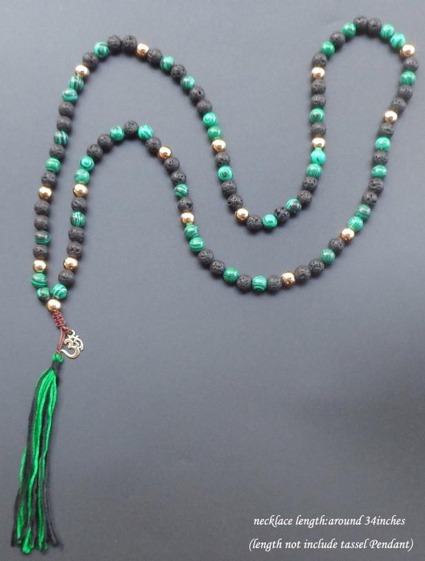 108 Bead Natural Stone with OM Tassel Mala Necklace Pendant Necklaces Xin Xin Fashion JEWELRY