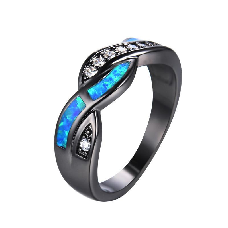 Blue Fire Opal Cross Ring Rings zenshopworld 5
