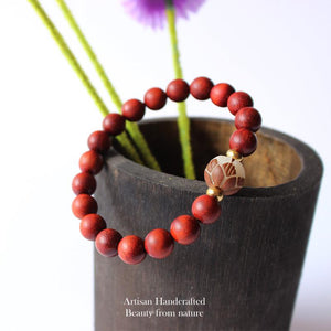 Red Sandalwood with Lotus Flower Bracelet Strand Bracelets Eastisan Store 