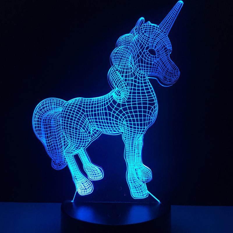 Unicorn 3D LED Lamp Nightlight Night Lights SHERLOCK LAMP Store Touch Control