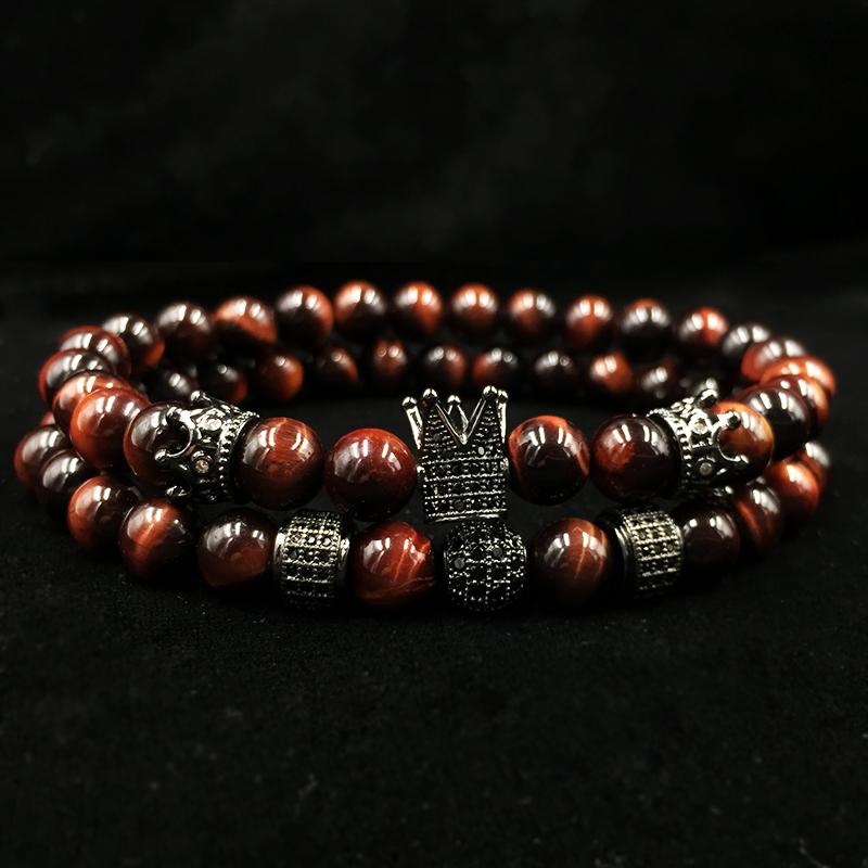 2 pcs Luxury Natural Tiger Eye Stone Bracelets NOROONI Store