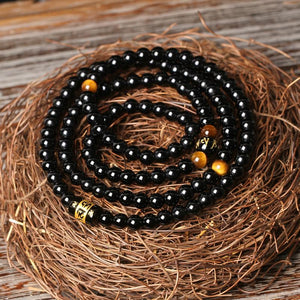 108 Natural Brazil Black Bead Onyx Mala Strand Bracelets Ailsa Jewelry 