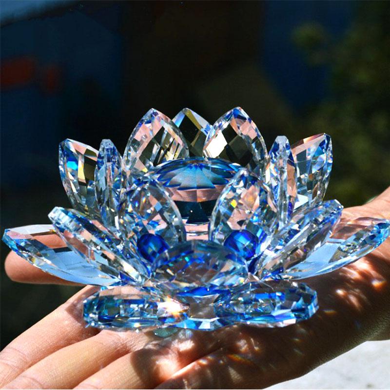 Feng Shui Crystal Lotus Flower Figurines & Miniatures HC Arts&Crafts Store