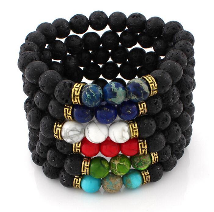 Obsidian and Lava Stone Healing and Meditation Bracelet Strand Bracelets subeads Store