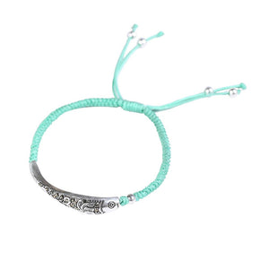 925 Sterling Silver Fish Lucky Rope Bracelet Charm Bracelets TERRECE Store Turquoise 