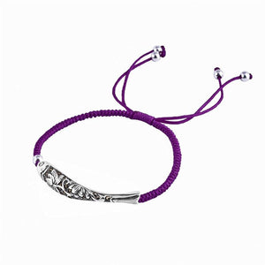 925 Sterling Silver Fish Lucky Rope Bracelet Charm Bracelets TERRECE Store Purple 