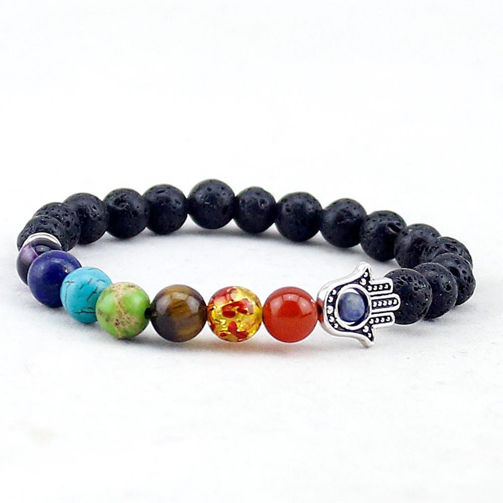 Hand of Fatima 7 Chakra Bracelet Strand Bracelets Ailsa Jewelry