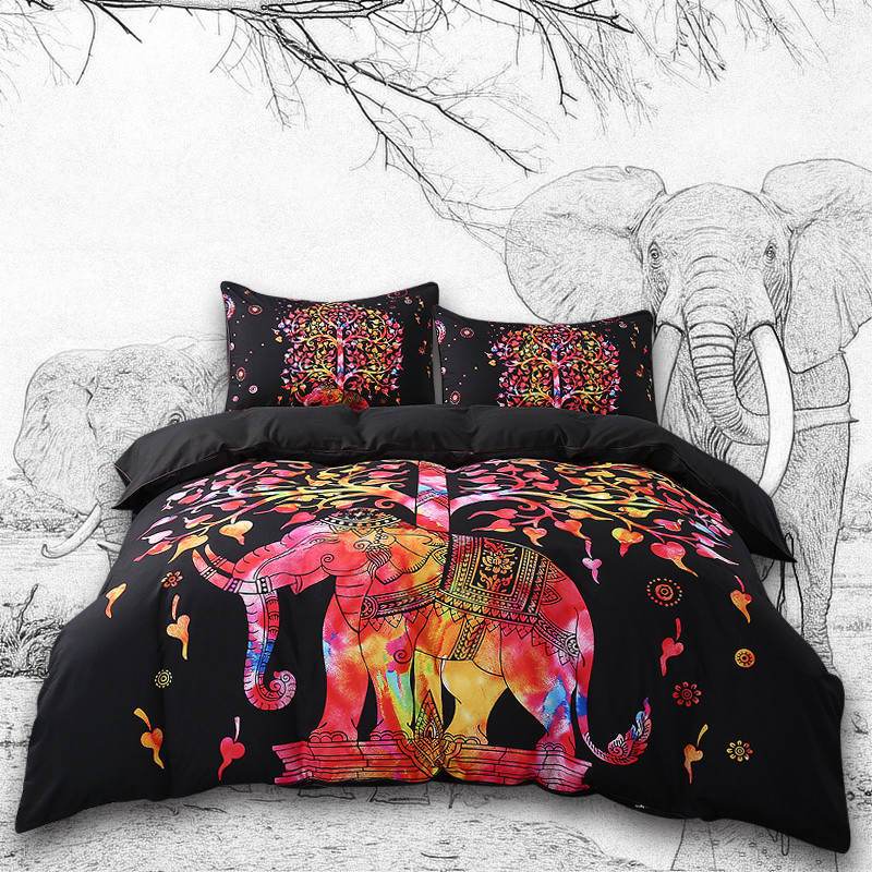 3Pcs Set Elephant Mandala Duvet Cover With Pillowcase Covers BeddingOutlet Official Store