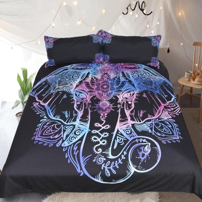 3PCS SET Bohemian Elephant DUVET COVER WITH PILLOWCASE COVERS Bedding Sets BeddingOutlet Official Store