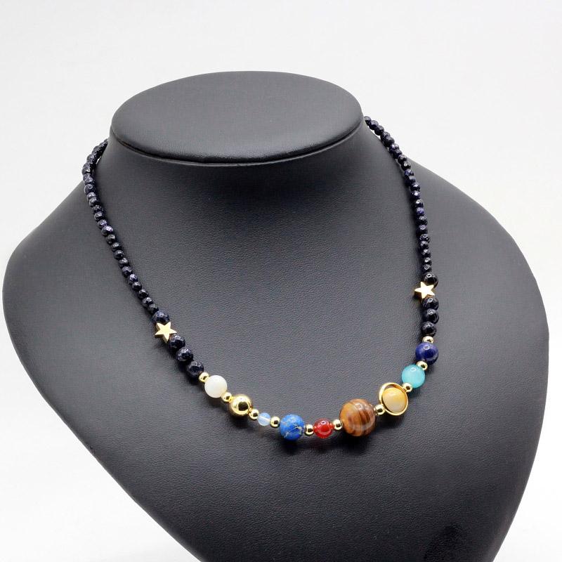 Galaxy and Solar System Natural Stone Necklace SPARK JEWELRY FACTORY