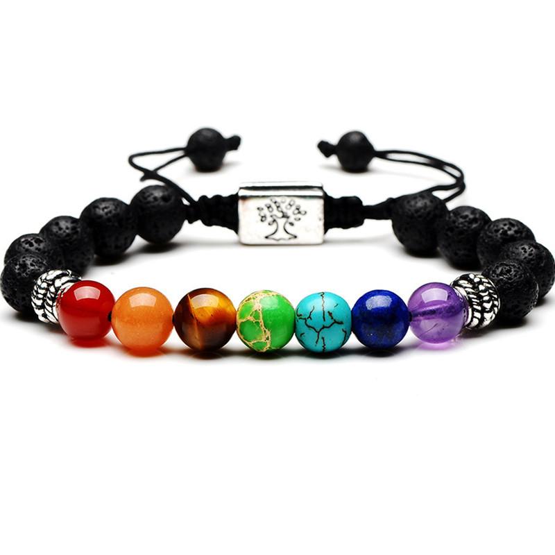 7 Chakra Tree Of Life Charm Bracelets Lava Stone Bracelet DIEZI Store
