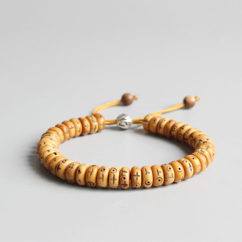 Natural Retro Cross Yak Bone Tibtan Buddhist Hand Braided Bracelet Strand Bracelets Eastisan Store