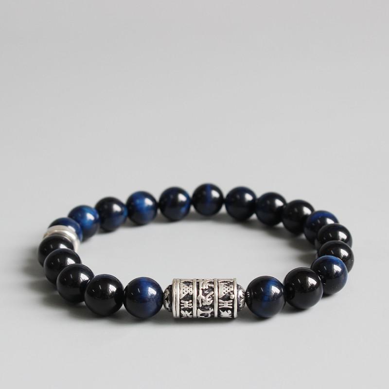 Blue Eagle Eye Tibetan Buddhism Mantra Totem Charm Bracelet Strand Bracelets Eastisan Store 15-16cm