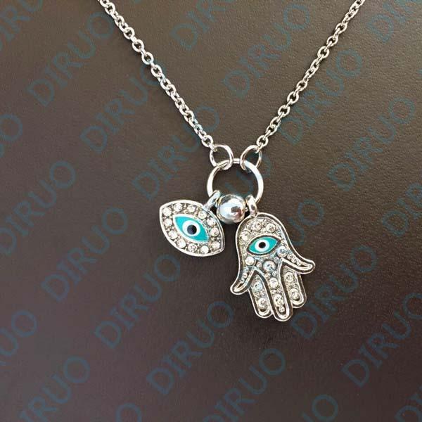 Hand Fatima and Evil Eye Palm Necklace Cuff Bracelets CongLiang BaBy Store