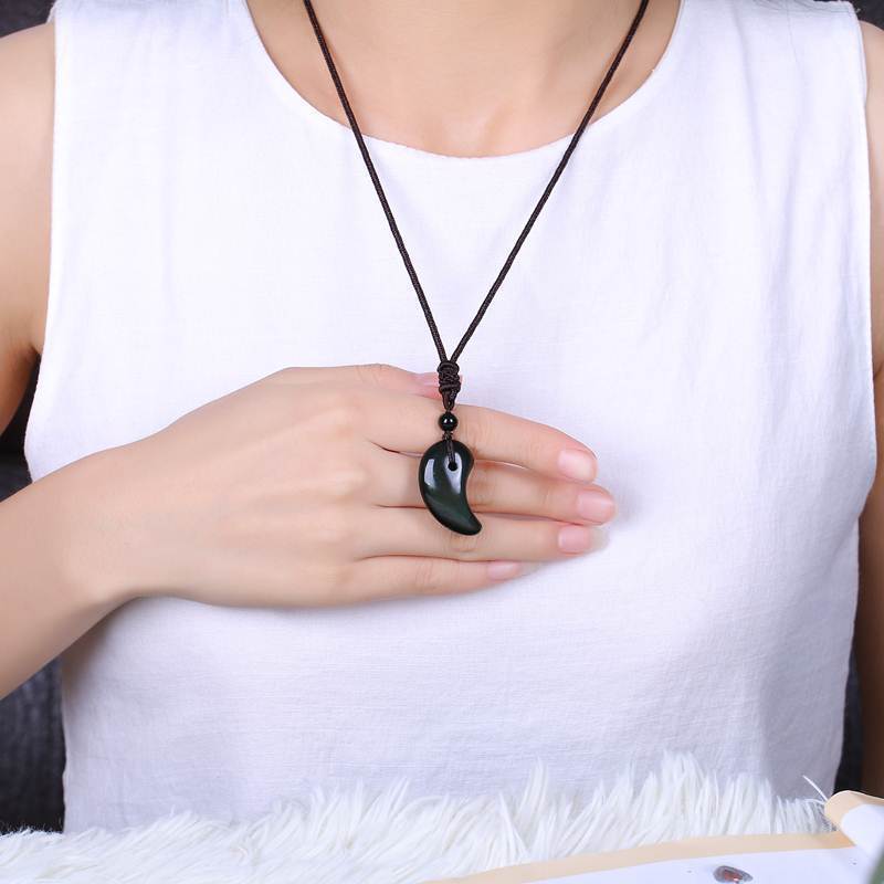 Natural Rainbow Obsidian Wolf Tooth Amulet Pendant Necklace Pendants Bruce's Jewellery Shop Store