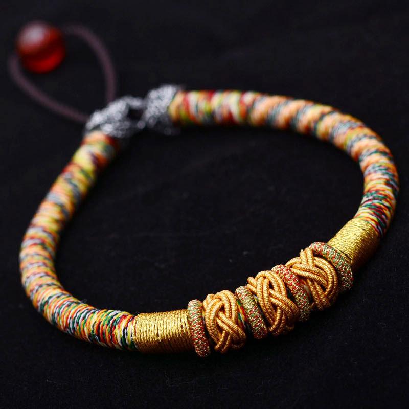 Tibetan Multi Colored Braided Rope Bracelet Strand Bracelets LKO Official Store