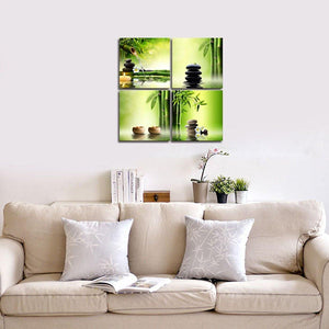 4 Panel Zen Canvas Perfect Bamboo Painting & Calligraphy Art-Gallery Store 