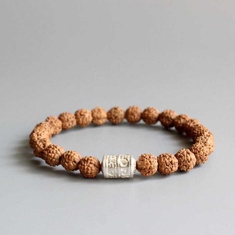 Rudraksha Seed With Tibetan Buddhism Mantra Charm Bracelets Eastisan Store 15-16cm