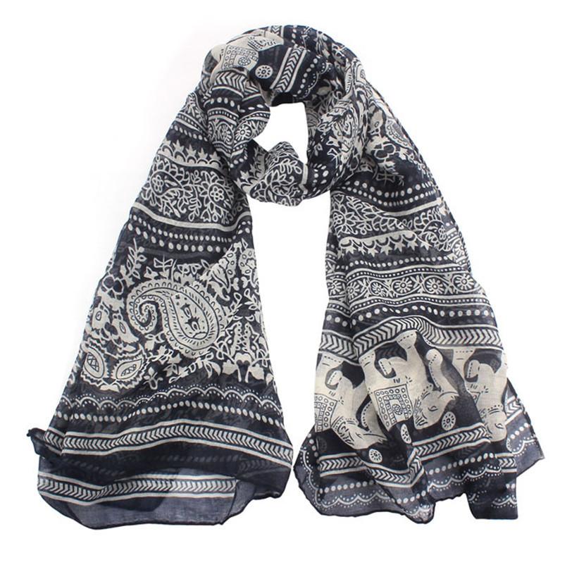 Elephant Printed Long Scarf Scarves Sunflower's Home