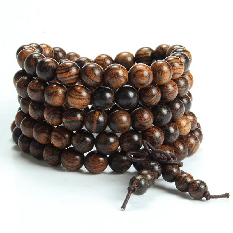 Natural Tiger Wood Handmade 108 Bead Mala MOFRGO Store 6mm