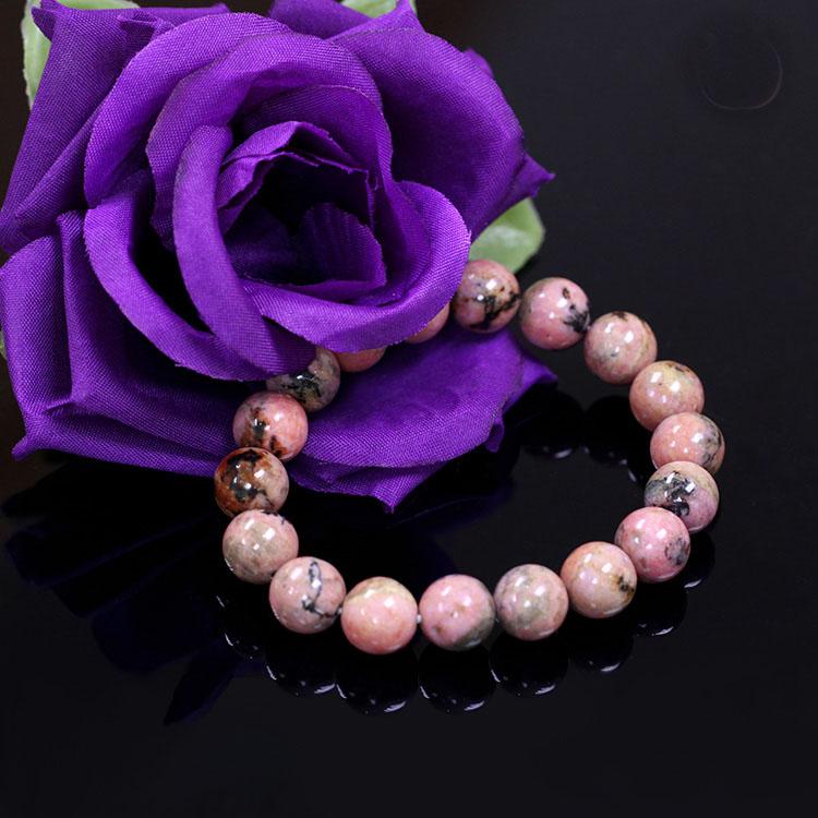 Natural Rhodonite Stone Beads Bracelet Strand Bracelets STENYA JEWELRY Store