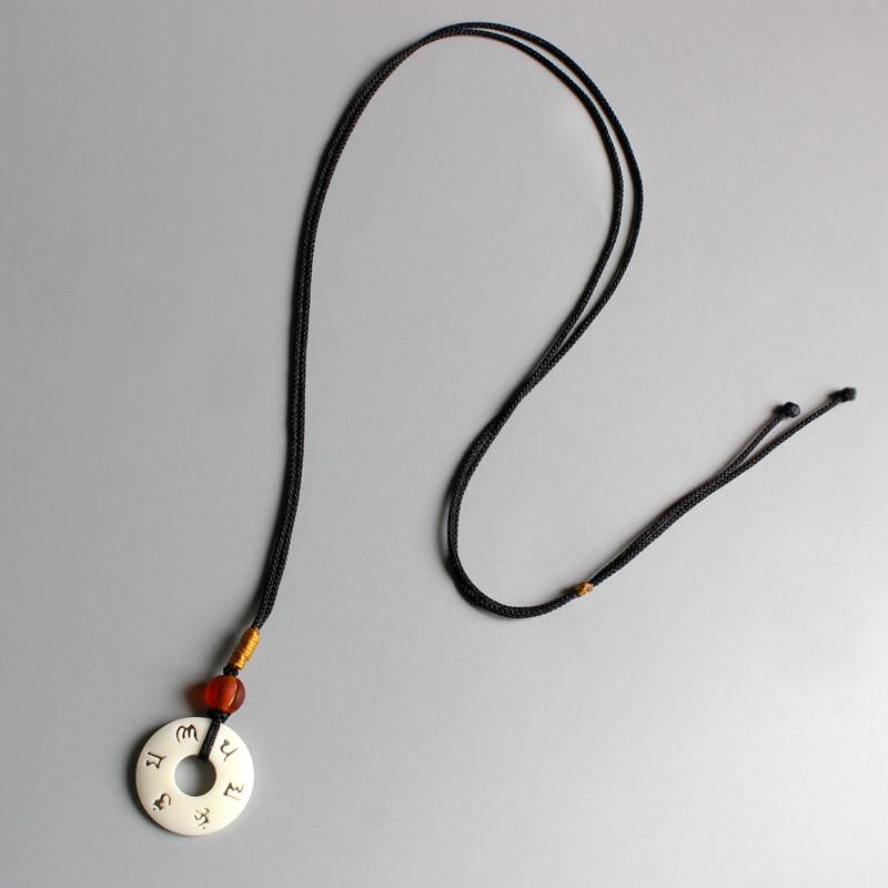 Tibetan Buddhist Handmade Rope Tagua Nut Mantra Necklace Pendant Necklaces Eastisan Store