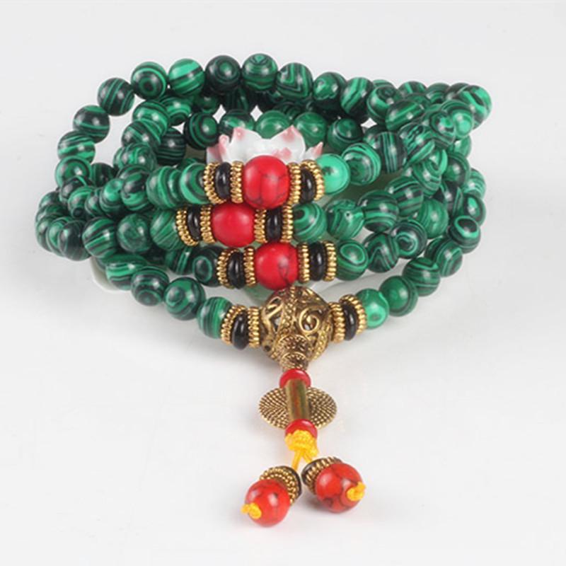 108 Malachite Stone Beads Mala Strand Bracelets UBEAUTY Trendy Store