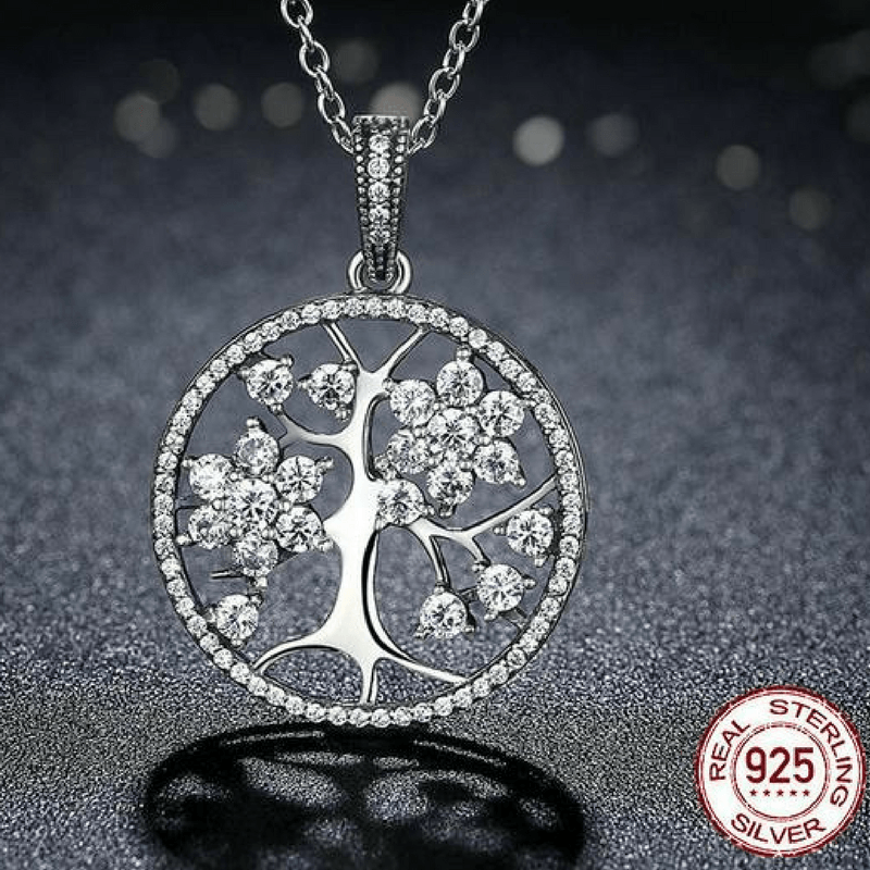 925 Sterling Silver Tree of Life Pendant Chain Necklaces bamoer Official Store