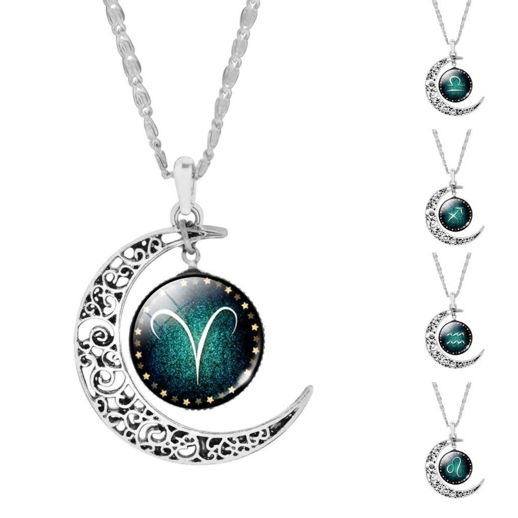 Crescent Moon Zodiac Necklace Pendant Necklaces There