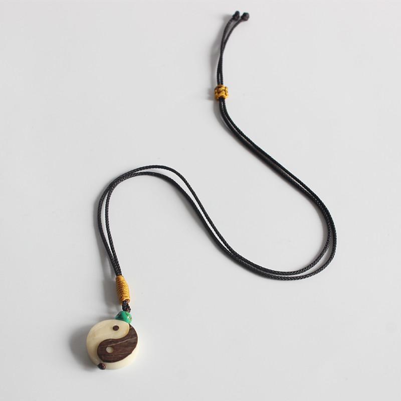 Hand carved Yin Yang Sign Lucky Rope Necklace Pendant Necklaces Eastisan Store