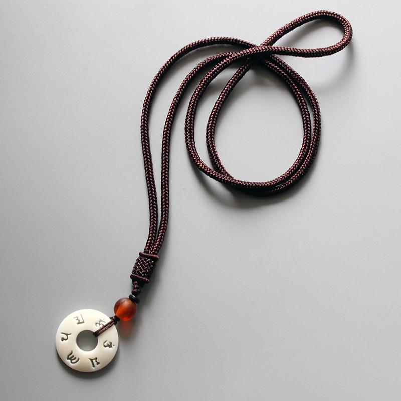 Hand-carved Mantra Sign Necklace Pendant Necklaces Eastisan Store