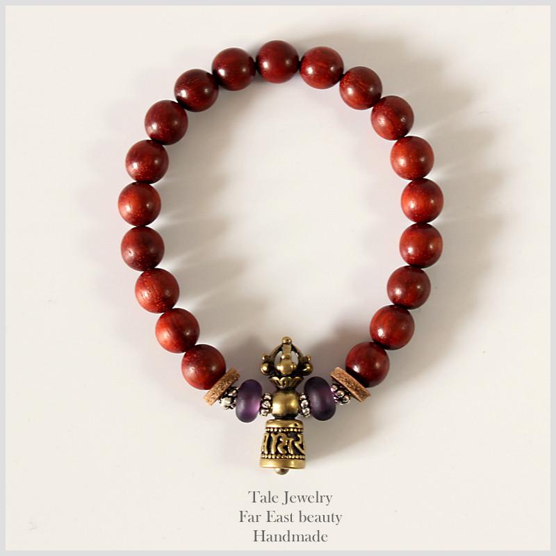Tibetan Buddhism Red Sandalwood and Vajra Amulet Strand Bracelets Eastisan Store 15-16cm