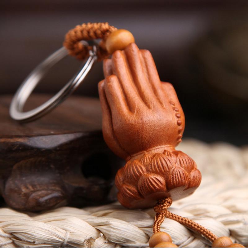 All Natural Peach Wood Palms Keychain Key Chains Yanting Official Store