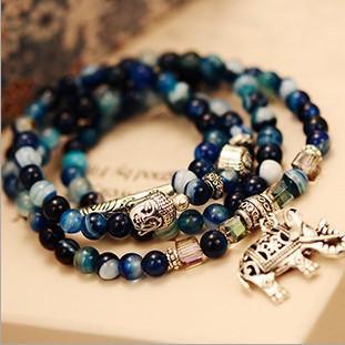 Buddha Head Natural Crystal Bracelet with Elephant Charm Charm Bracelets zenshopworld