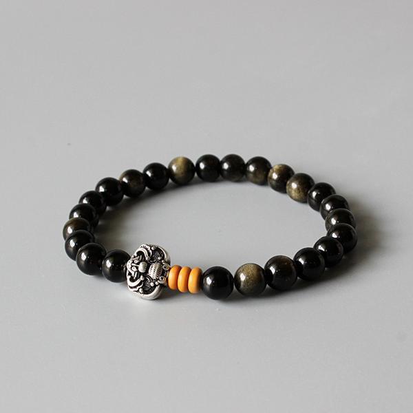 Golden Obsidian Beads Bracelet Strand Bracelets Eastisan Store