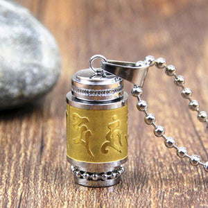 Tibetan Stainless Steel Prayer Wheel Necklace Meaeguet speciality store Large Gold with Chain 