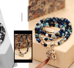 Buddha Head Natural Crystal Bracelet with Elephant Charm Charm Bracelets zenshopworld 
