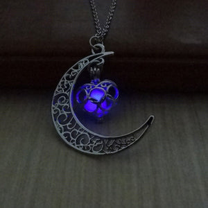 Glow Crescent Moon & Heart Necklace DirectDigitalDeals Purple 