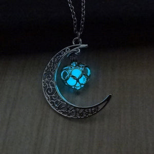 Glow Crescent Moon & Heart Necklace DirectDigitalDeals Sky Blue 