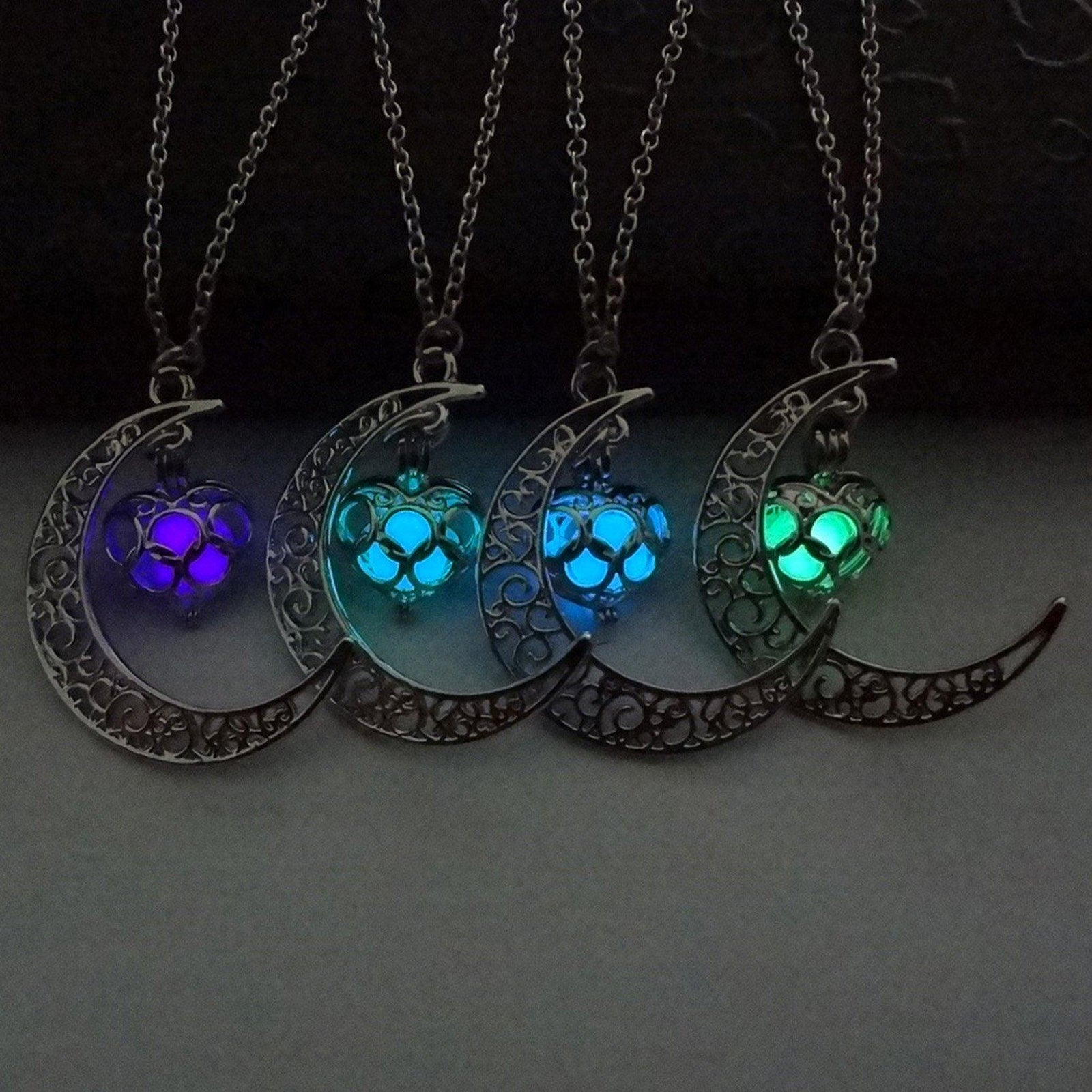 Glow Crescent Moon & Heart Necklace DirectDigitalDeals