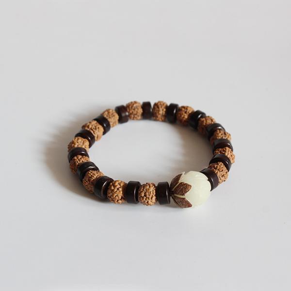 Tibetan Natural Rudraksha Jewelry Coconut Shell Beads Bracelet Strand Bracelets Eastisan Store