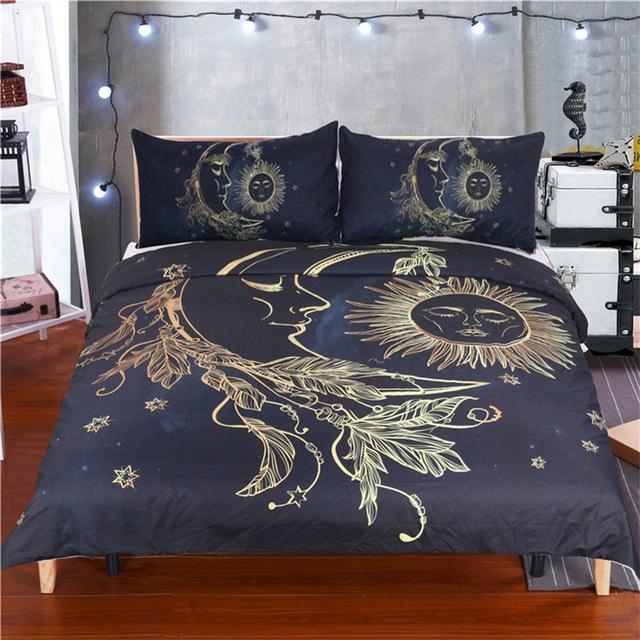 3Pcs Set Sun and Moon Dream Duvet Cover With Pillowcase Covers Bedding Sets BeddingOutlet Official Store 