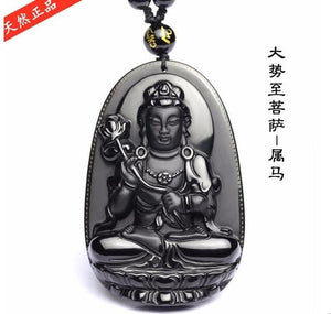 All Natural Black Polished Obsidian Carved Buddha Pendants RongDe Store D 