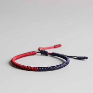 Tibetan Buddhist Braided Luck Knots Bracelet Peace Set Chain & Link Bracelets Eastisan Store Deep Red Mix Blue 