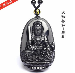 All Natural Black Polished Obsidian Carved Buddha Pendants RongDe Store F 