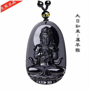 All Natural Black Polished Obsidian Carved Buddha Pendants RongDe Store G 