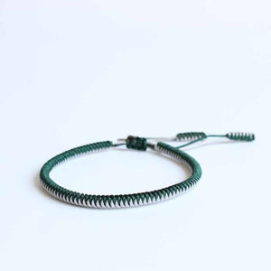 Tibetan Buddhist Handmade Knots Lucky Rope Bracelet Wisdom Set Chain & Link Bracelets Eastisan Store Green mix silver 