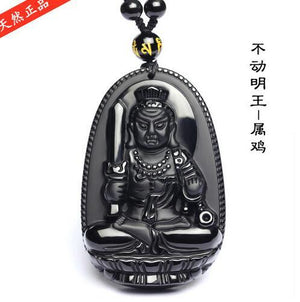 All Natural Black Polished Obsidian Carved Buddha Pendants RongDe Store H 