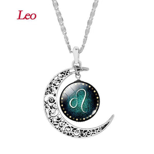 Crescent Moon Zodiac Necklace Pendant Necklaces There Leo 